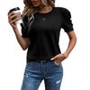 2026 Sommer Damen Vielseitiges Lässiges T-Shirt mit Puffärmeln und Rundhalsausschnitt