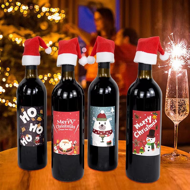 100 buc pălării de Crăciun pentru decorațiuni de masă pălărie de Crăciun petrecere de familie pălărie mică de Crăciun furculiță cuțit suport sac cadouri de Anul Nou