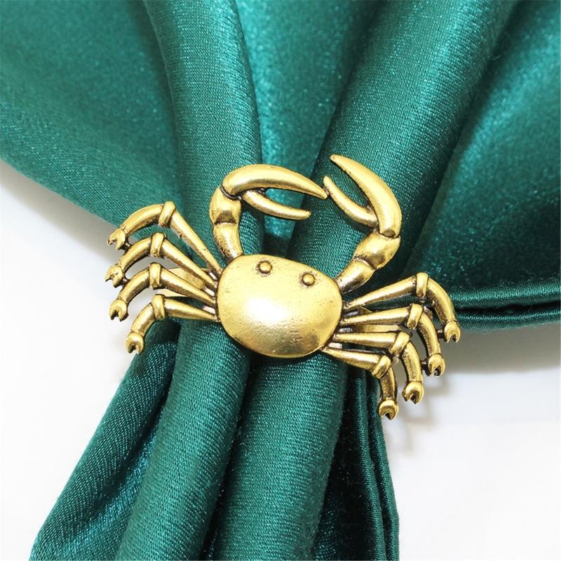 Elegant Gold Crablet Design Metal Napkins Clip Secure Holds Fabric Napkins for Dining Table Decoration