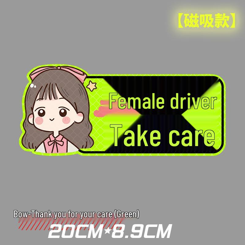 New Driver On Board Reflective Car Sticker - Female Driver Alert