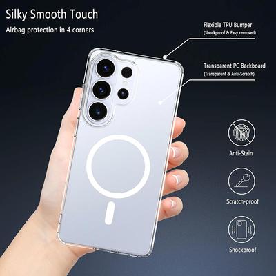 Magnetyczne etui MagSafe do Samsung Galaxy S26 Ultra Plus Etui Odporne na wstrząsy Miękka krawędź Zderzak Hybrydowe Twarde plecy z PC S26+ Capa