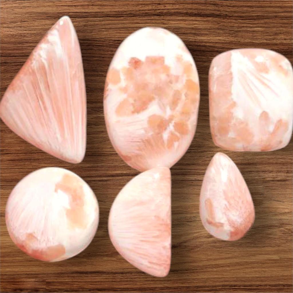 Natural Designer Pink Scolecite Cabochon, Loose Cabochon Lot, Mix Lot, Healing Gemstone Lot For Jewelry Making.