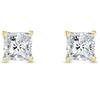 Jewels Prim 2 Ct Princess Created Diamond Earrings Studs Real 14K Yellow Gold Basket Push