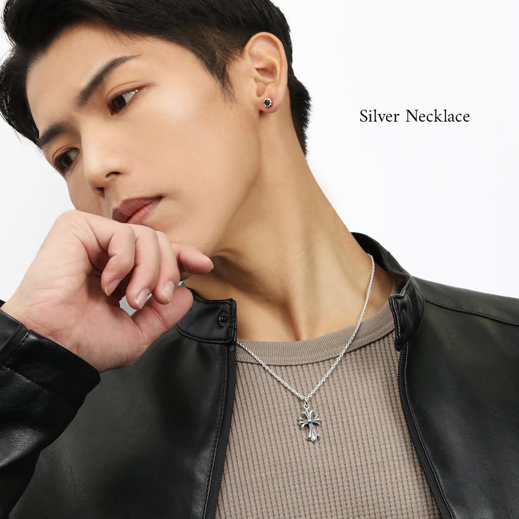 Gin no Cross Pendant No Silver Lily [Shinjuku Kura] Pendant, Flare, Reversible, Top, Chain, 925, Cross,