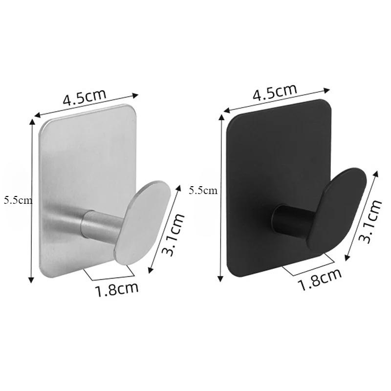 1/2pcs Stainless Steel Bathroom Robe Hooks Adhesive Wall Hook Towel Holder Bathroom Kitchen Hardware Multi-Purpose Hanger Hook
