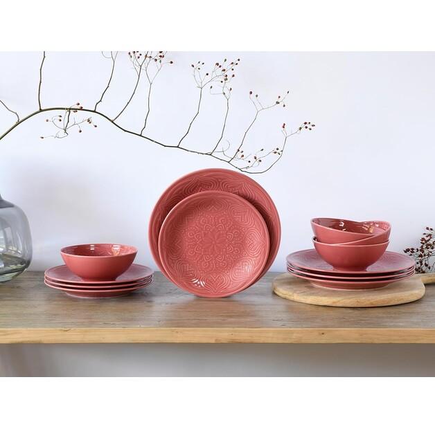 CreaTable Orient Mandala Red Dinnerware Set, 12 Pcs (21629)