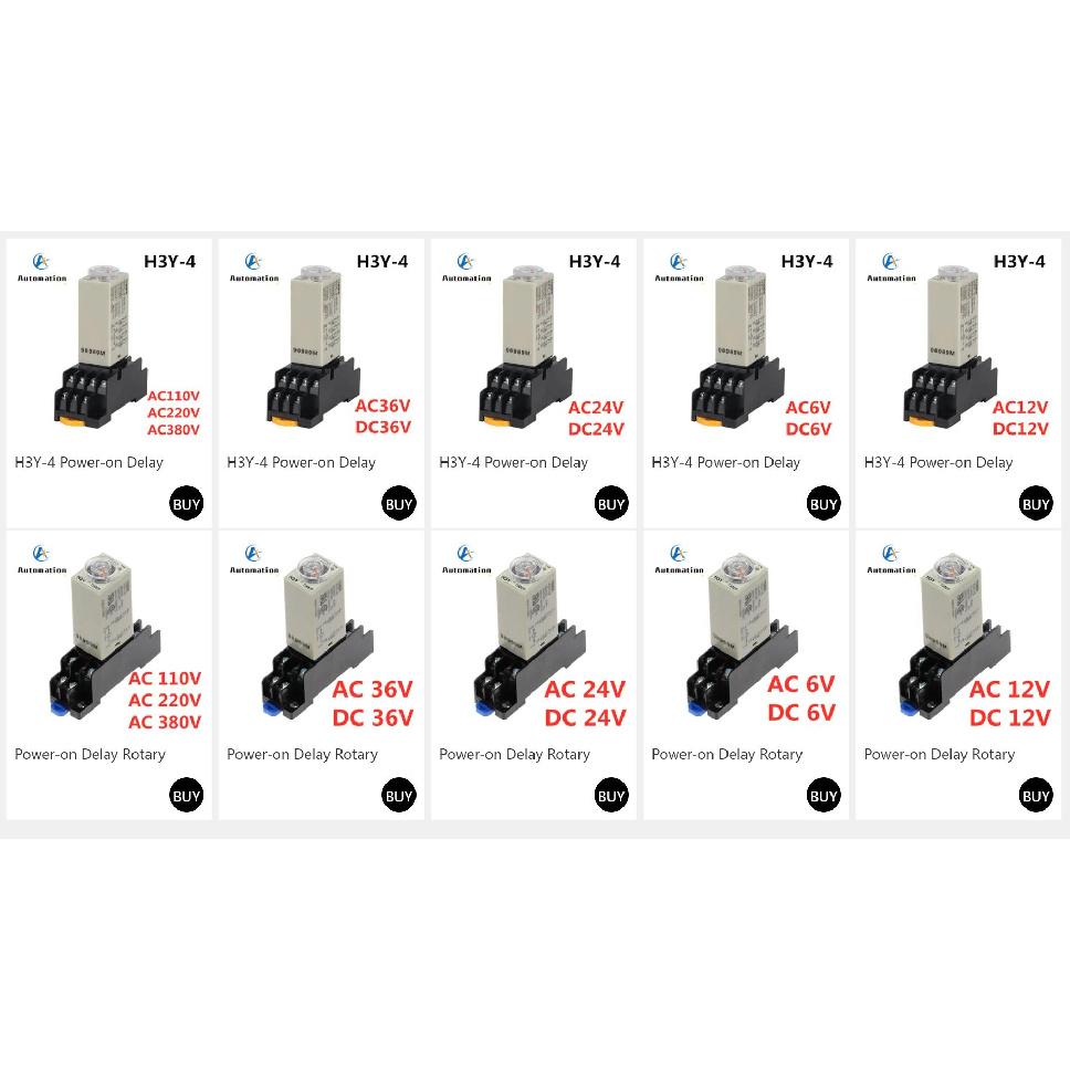 Power-on Delay Rotary Knob DPDT 5S/10S/30S/60S/3M/5M/10M/30M Timer Timing Time Relay AC 110V 220V 380V H3Y-2 With Base Socket Relays 5
