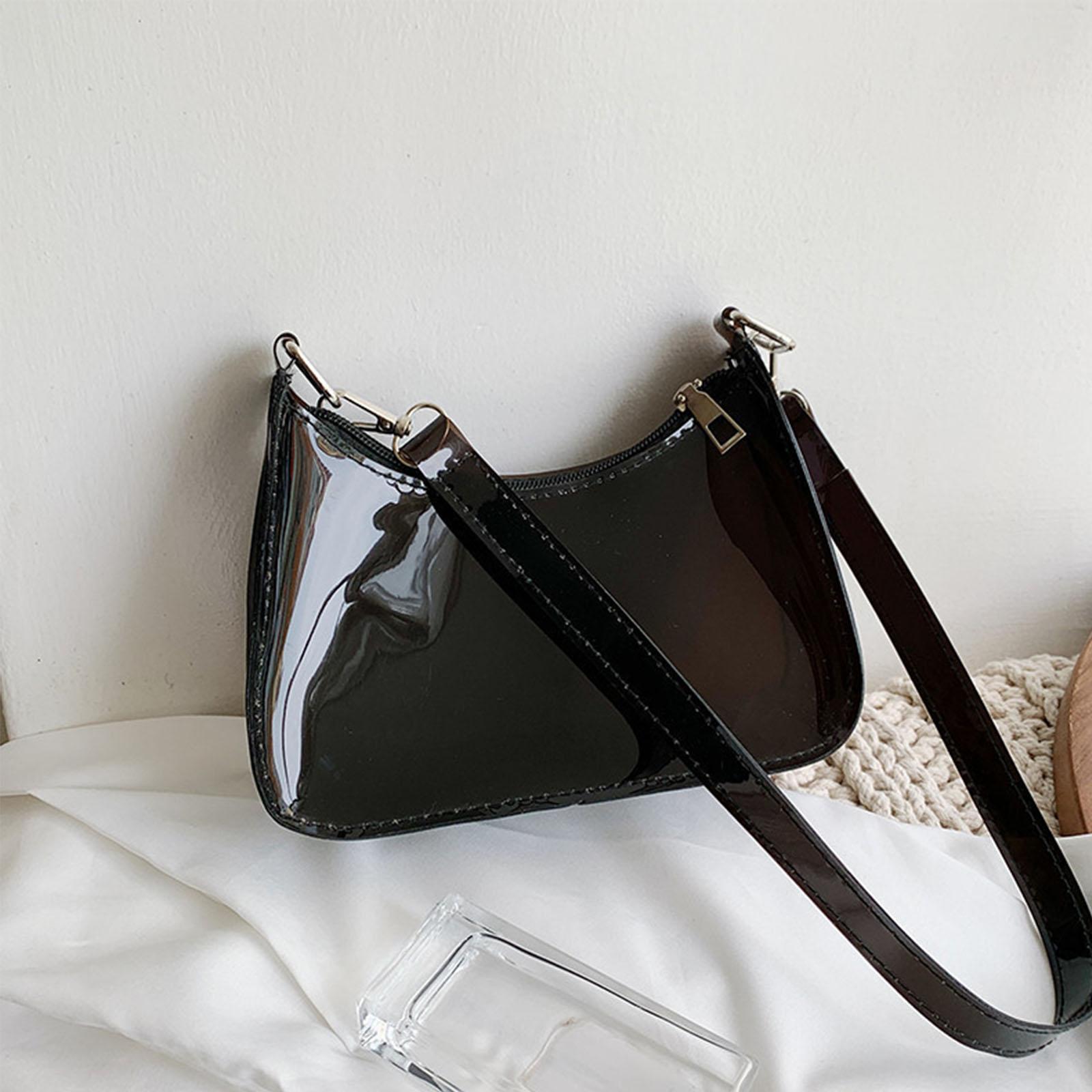 Модная винтажная женская однотонная прозрачная сумка через подмышку — фото 13