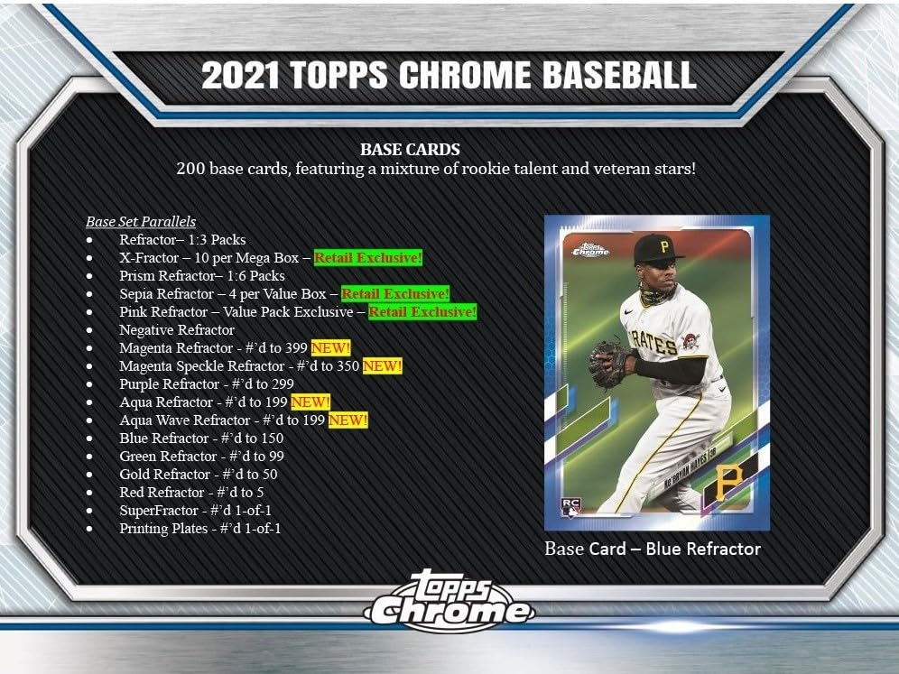 MLB 2021 Topps Chrome Baseball Card Blaster Box Tops Chrome Baseball Blaster Box Major League Baseball Cards
