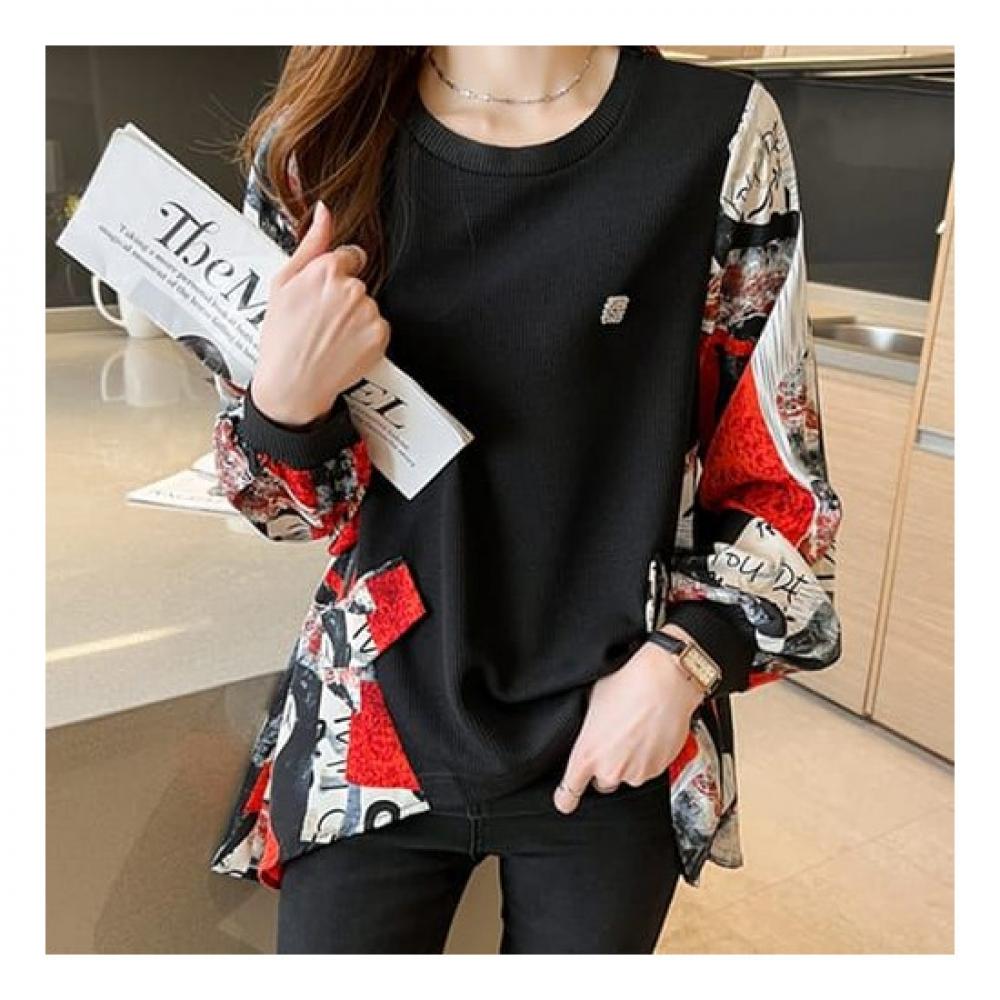 Navava Unisex VinTage PaTTern Round Neck Long Sleeve T shirT nT1374