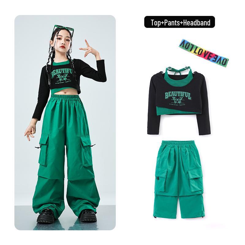 Girls' Trendy Street Dance Hip Hop Performance Outfit