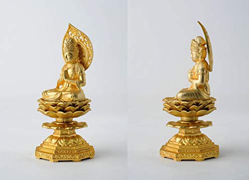 15cm Seishi Bodhisattva Buddhistische Statue (Vergoldet/24 Karat Gold) vom Bildhauer: Shuun Makita. Originalmodell (Jahr des Pferdes). Tierkreis-Schutzgott. T.
