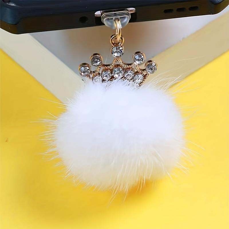 Elegant Crown and Fluffy Ball Phone Dustproof Plug - Suitable for Charging Port Universal Accessories,mobile Phone Decorations