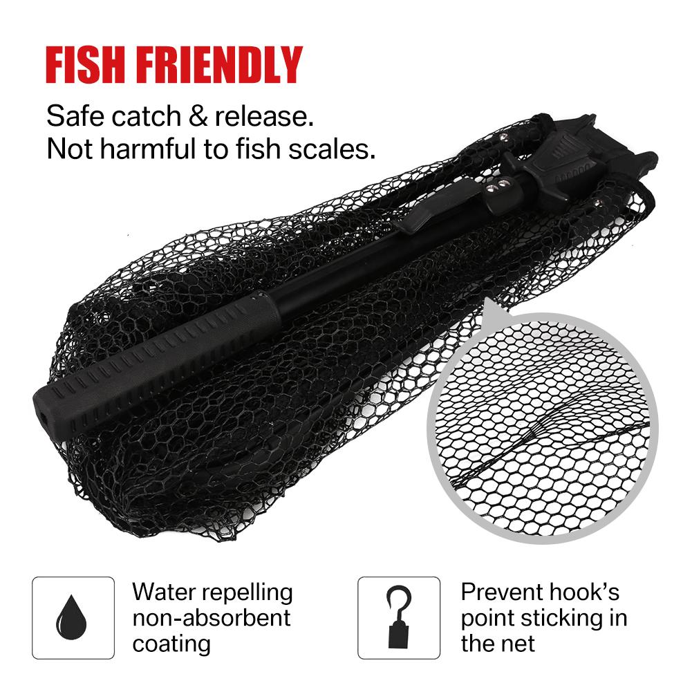 43-92CM Fishing Net with Telescopic Rod Handle Fishing Landing Net for Kayak Salmon Catfish Trout Easy to Catch and Release
