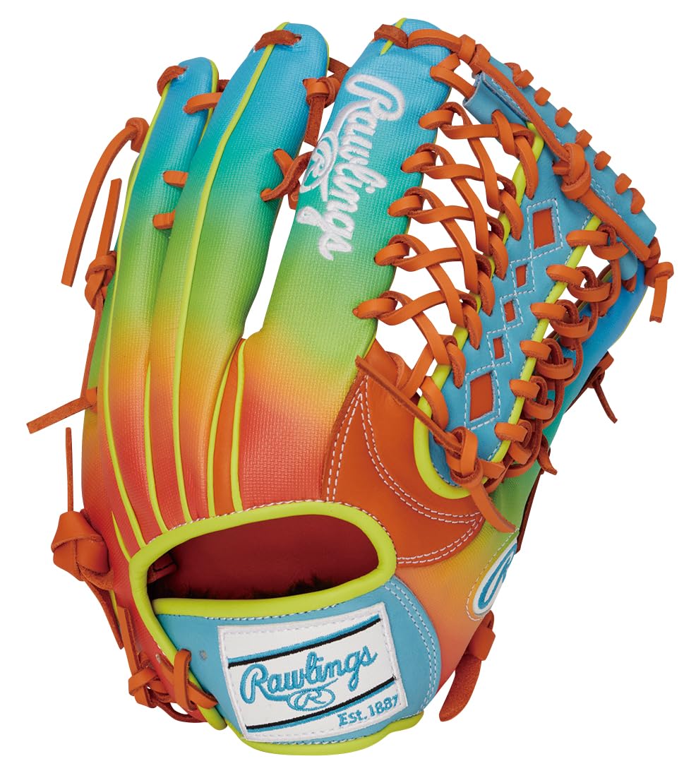 Rawlings Baseball Soft HOH UV GAPHIC N6 throw Glove, Baseball, BASIC, Outfielder s Glove, GR6HUVN68, Orange, 12.5 inches, Right-handed