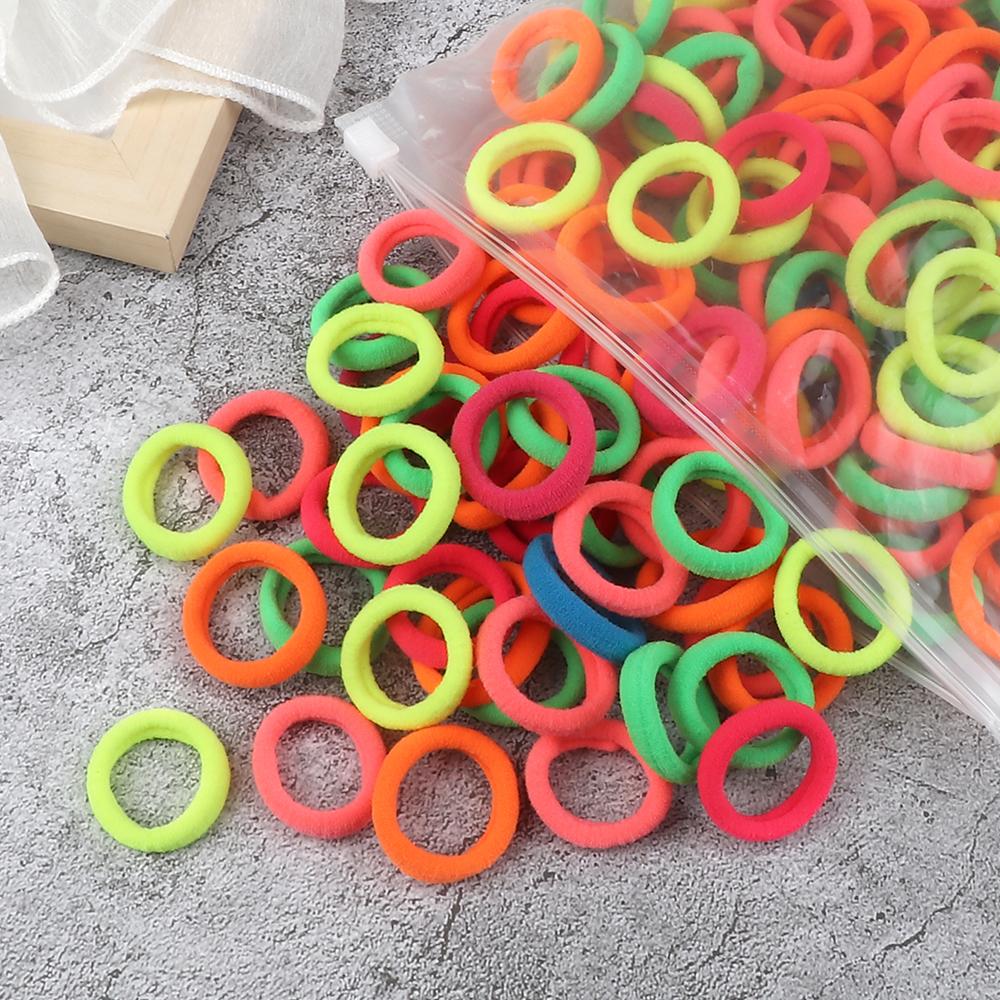 100PCS 3cm Mixed Colors Hair Bands For Kids Elastic Headband Baby Girl Headwear Scrunchies Hair Accessories Gift Ponytail Holder
