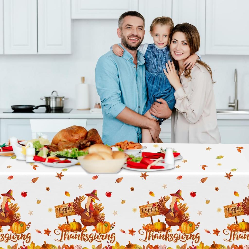 GREHUMOR Fall Thanksgiving Party Supplies Thanks Giving Tablecloth Plastic Turkey Thanksgiving Party Tablecloth Pumpkin Table Cover for Fall Thanks