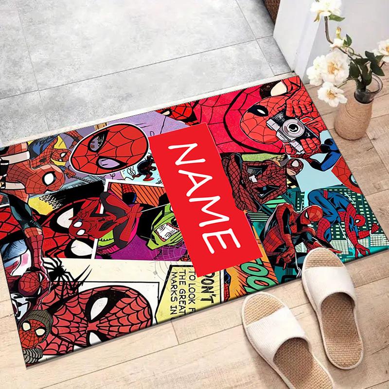 Custom Spider Man Mat Personalized Name, Polyester Washable Indoor Entryway Rug, Gift for Christmas, Easter, Thanksgiving Day