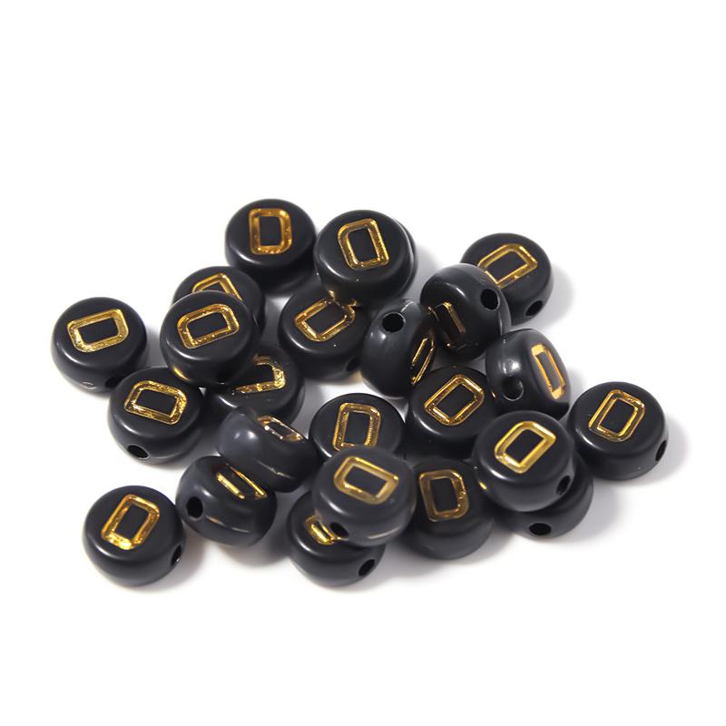 100pcs Black Color Acrylic Letter Beads A-Z Round Flat Alphabet Spacer Bead for Jewelry Making DIY Bracelet Necklace Charms
