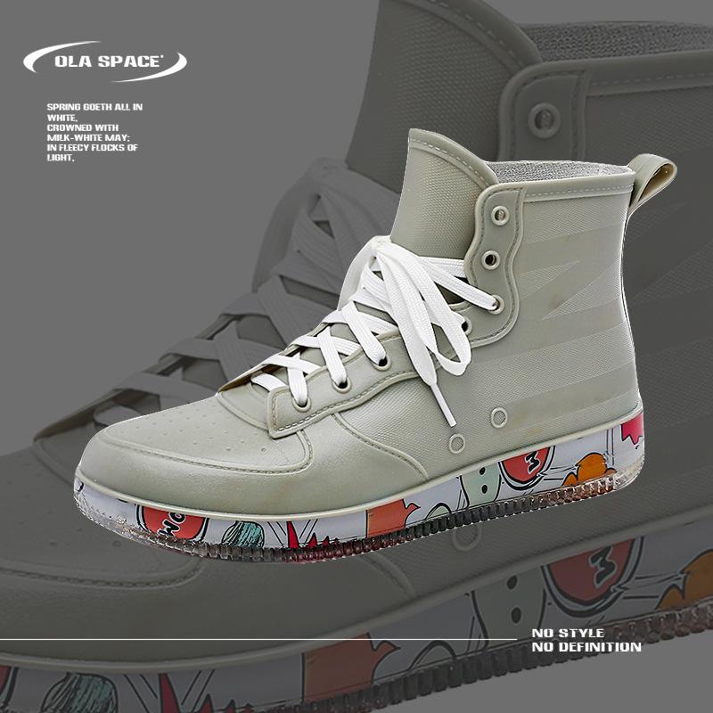 

Резиновые сапоги для мужчин и женщин, Модные, Водонепроницаемые, Нескользящие, Популярные в сети шнурованные водные ботинки, Короткие, Удобные, Резиновые сапоги на мягкой подошве 44 серый