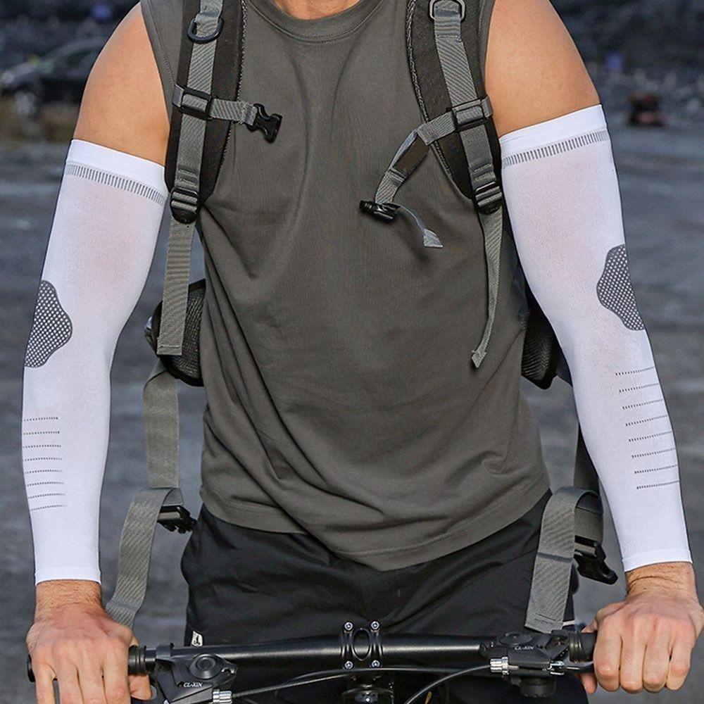 

2Pcs Quick-drying Sunscreen Sleeves Ice Silk Cooling Sleeves Cover New Men s Sports Arm Guards Style 1-White