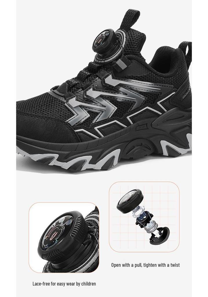 Bobodou Boys' 2026 Mesh Sports Shoes with Rotating Button - Spring/Autumn Collection for Kids
