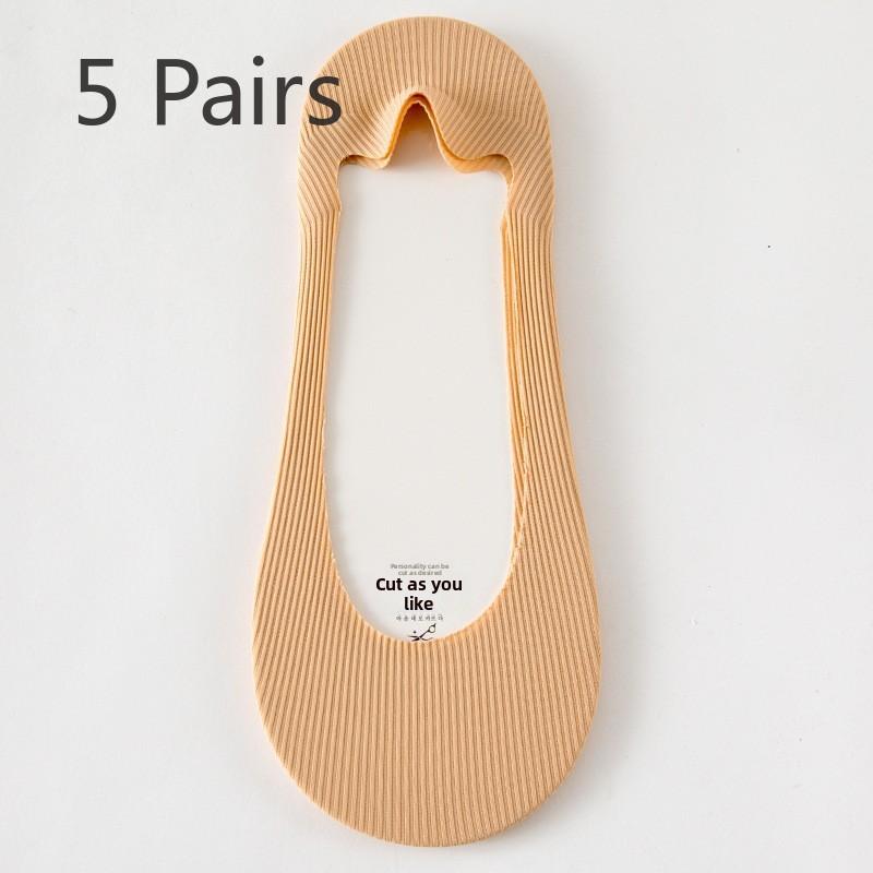 

5 пар женских летних тонких силиконовых нескользящих носков с закрытым носком 5 Pairs телесный