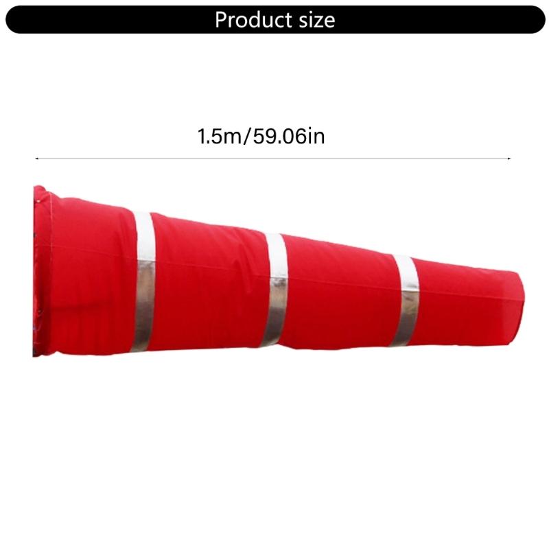 Airport Windsock Outdoor Hanging Heavy Duty Red Ripstop Wind Sock Windsocks with Reflective Belts Length 59.06 Inch