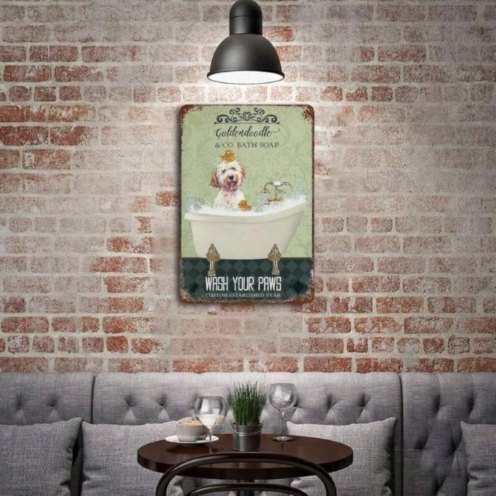 Vintage Metal Sign Golden Retriever Poster for Bathroom Laundry Bar Pub Wall Decor