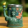 American Statue of Liberty Torch Mug Creative Flame Shaped Handle Coffee Cup Stainless Steel Insulated Travel Mug Novelty USA