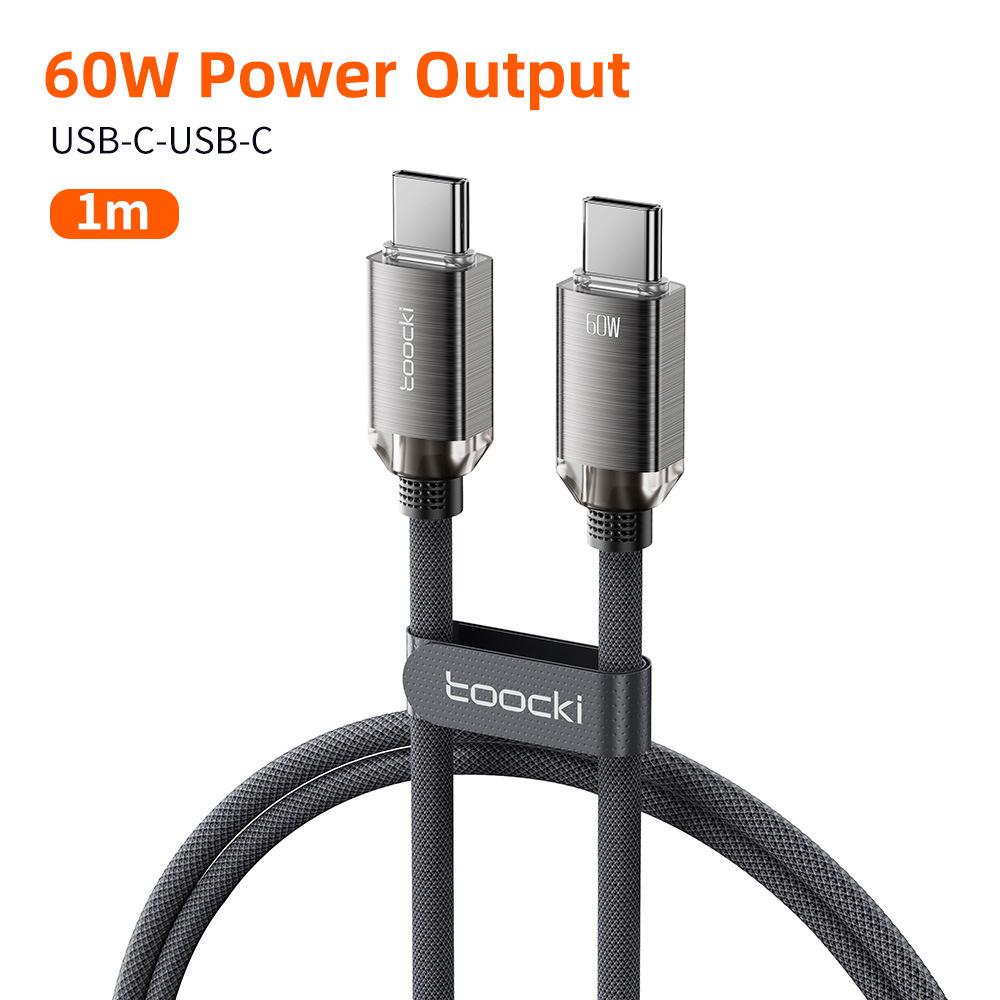 Crystal C to C Cable 60W PD Fast Charging Cable, Type-C to Type-C Cord for iPhone Honor Xiaomi 1M чёрный