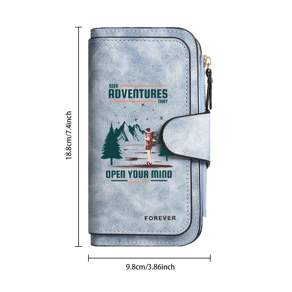 Adventure Themed Long Wallet Multi Slot Purse Stylish Portable Card Holder