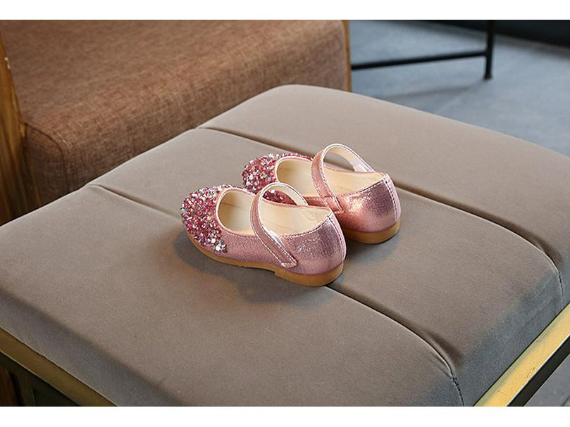 2025 Spring/Autumn Girls' Princess Rhinestone Leather Shoes – Korean Style, Non-Slip Dance Shoes for Kids