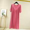 Summer Plus Size Modal V-Neck Pleated Dress - Casual Loose Short Sleeve Sleepwear