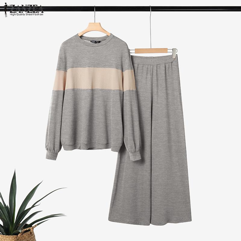 ZANZEA Women Long Sleeve Blouse and Pants Casual Two Piece Suit Sets