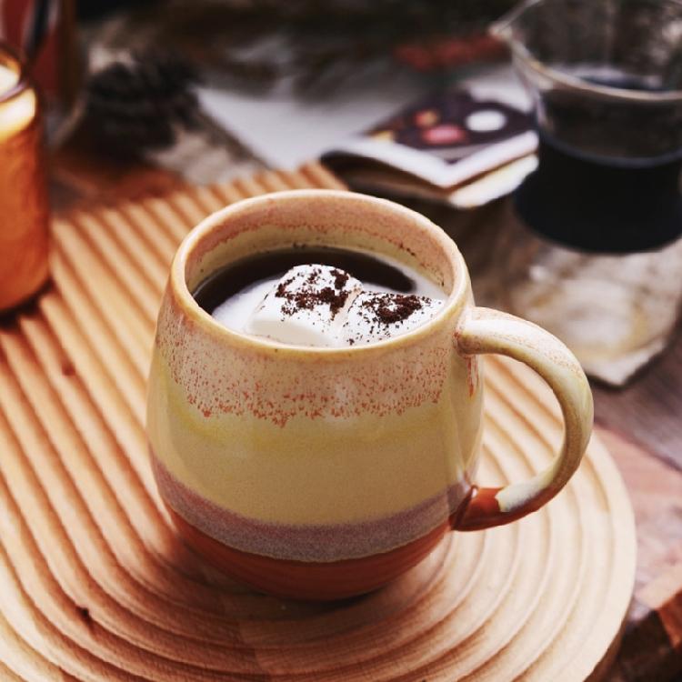 Heat Resistant Vintage Ceramics Coffee Cup with Comfort Handle Gradients Mug For Office Use Morning Brews Afternoon Teas