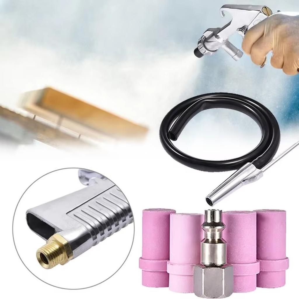 Handheld Pneumatic Sandblasting Gun High Pressure Sandblaster Mini Air Abrasive Blaster Rust Oil Impurity Removal Tool with Accessories