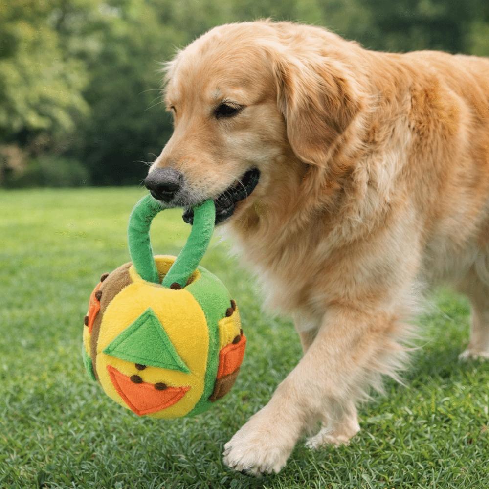 Nonstop Play Dog Sound Chew Ball Flannel Interactive Toy Ball Hidden Treats Toy  Aggressive Chewers