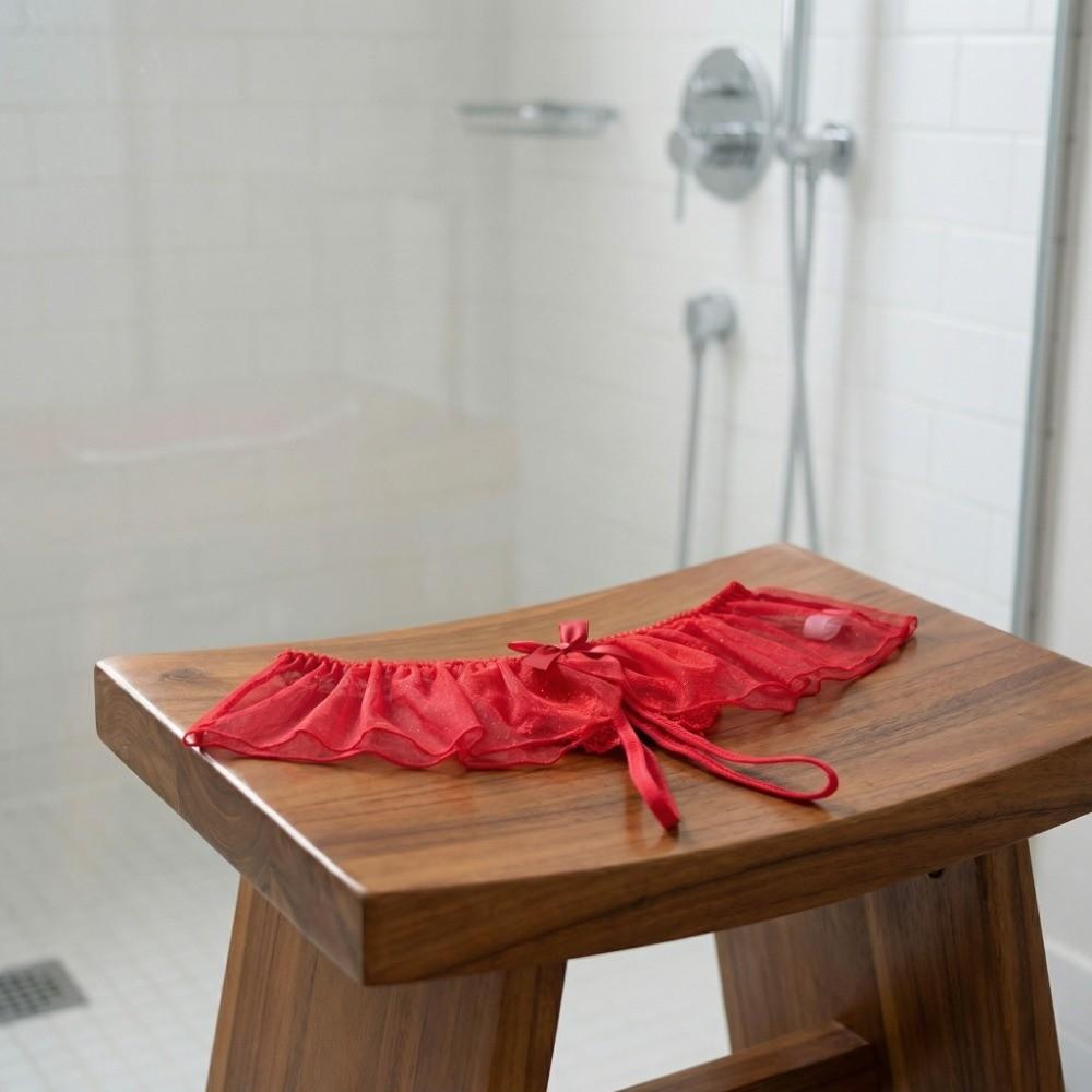 Open-crotch Lace Mesh Women Thong Sparkling Skirt Decor T-Back Panties  Wedding Night Bride