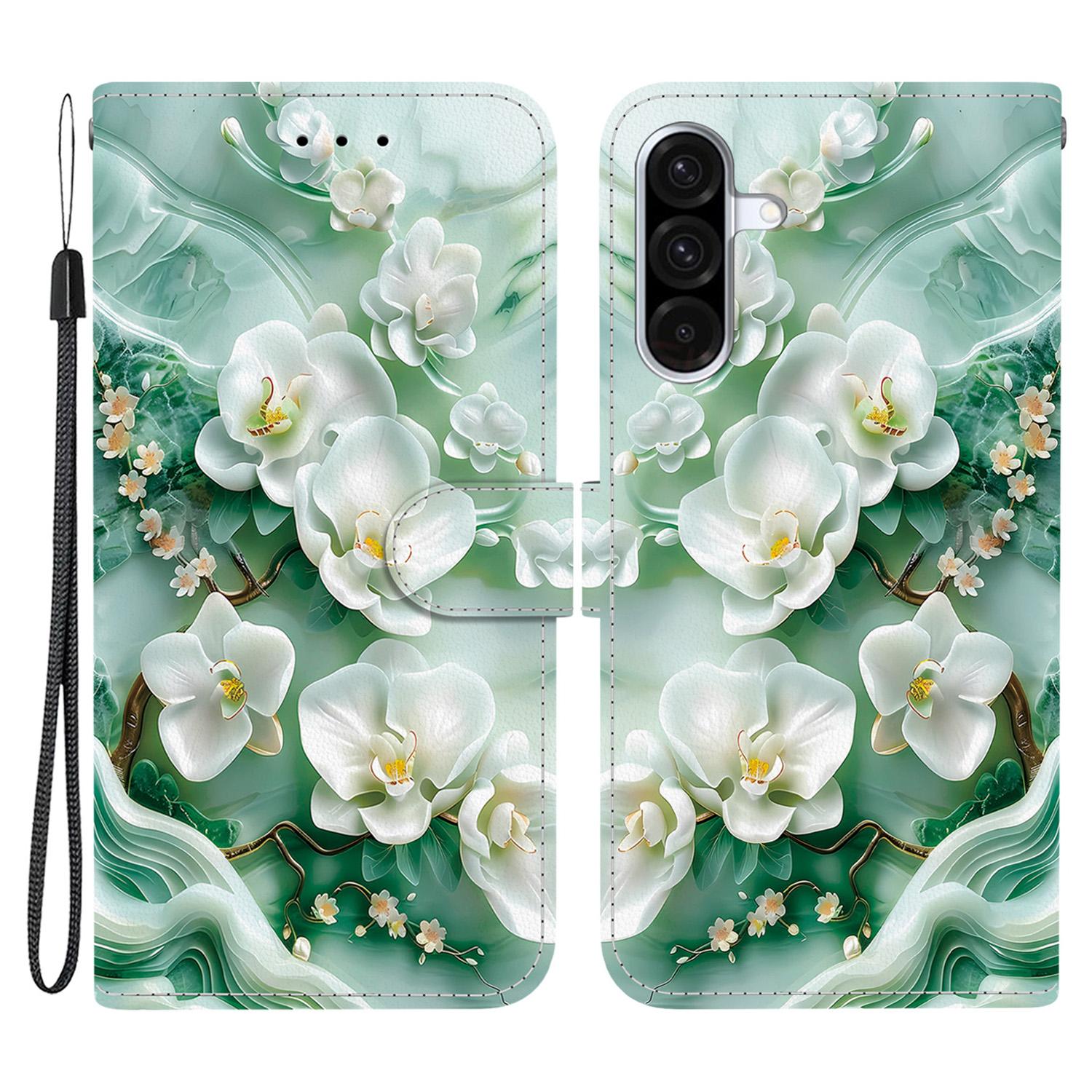 

Чехол-книжка с принтом для Samsung Galaxy A26 5G, противоударный, кожаный кошелек, чехол для телефона с ремешком Jade Flower