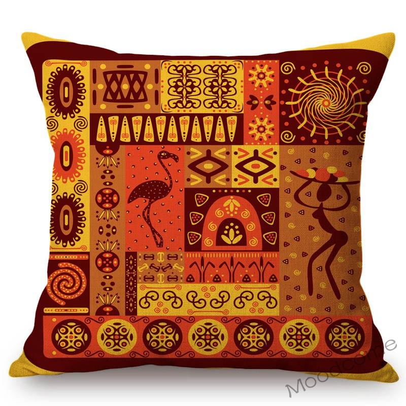 Geometric Africa Ethnic Design Pattern African Mask Traditional Wild Animals Design Sofa Pillow Case Cotton Linen Cushion Cover