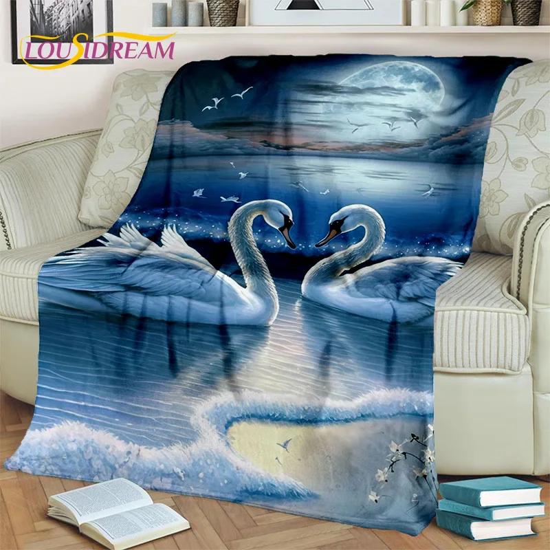 3D Dream Love Swan Cartoon Cygnus Girl Gift Blanket,Soft Throw Blanket for Home Bedroom Bed Sofa Picnic Travel Cover Blanket Kid