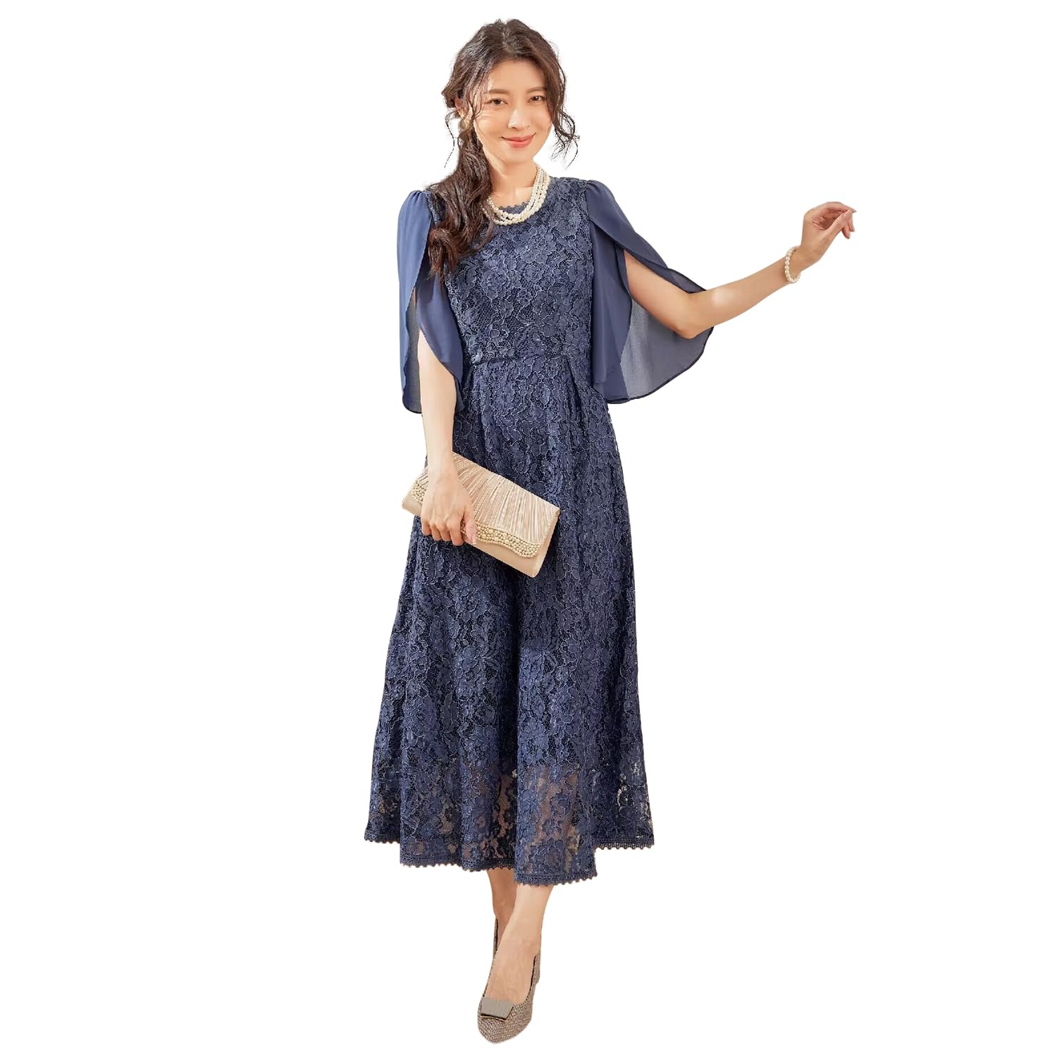 

Вечеринка Формальный Короткий Вечеринка Большой Размер Темный [DEEPEYES] Платье, Кружево, Миди, Платье, Рукав, Платье, Свадьба, После вечеринки, Платье, (Л, Синий)