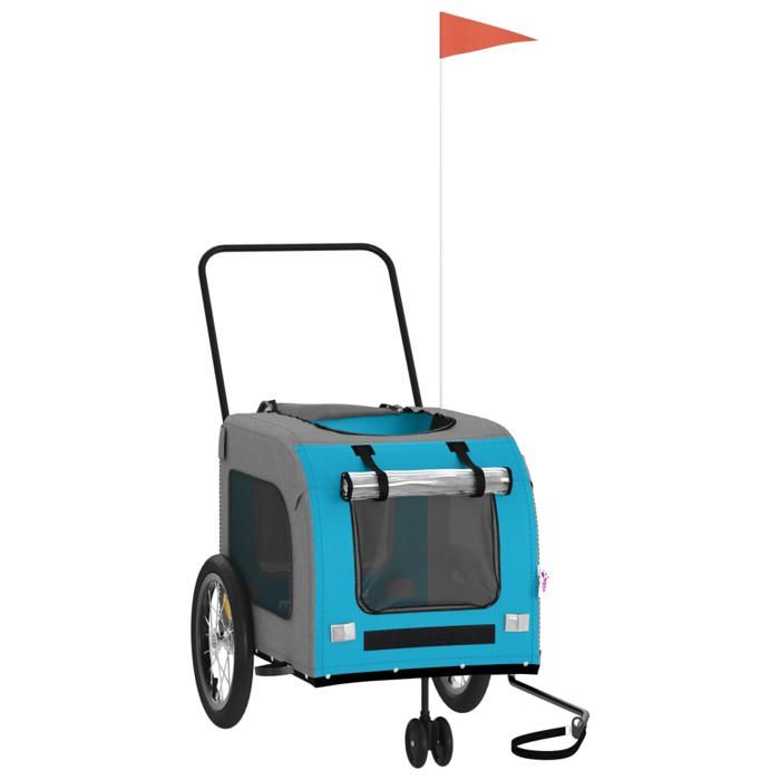 VidaXL Pet Bike Trailer Blue and Grey 93855