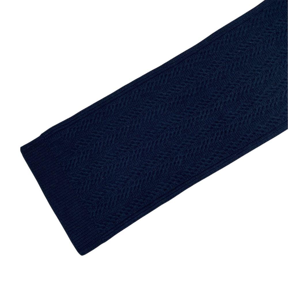 Used Hermes Knit Cable Knit Scarf Stole Cashmere Navy Blue HERMES Cold Weather Autumn/Winter Classic Elegant Luxurious Soft Warm Comfortable Easy to