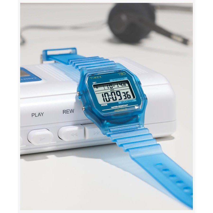 TIMEX T80 Quartz Unisex Watch 30M Waterproof Acrylic Blue Dial TW2Y34200