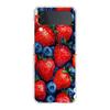 Transparent Phone Case For Samsung Galaxy Z Flip 3 4 5 6 7 Hard Folding PC Z Flip3 Flip4 Cover Summer Strawberry Flowers Print