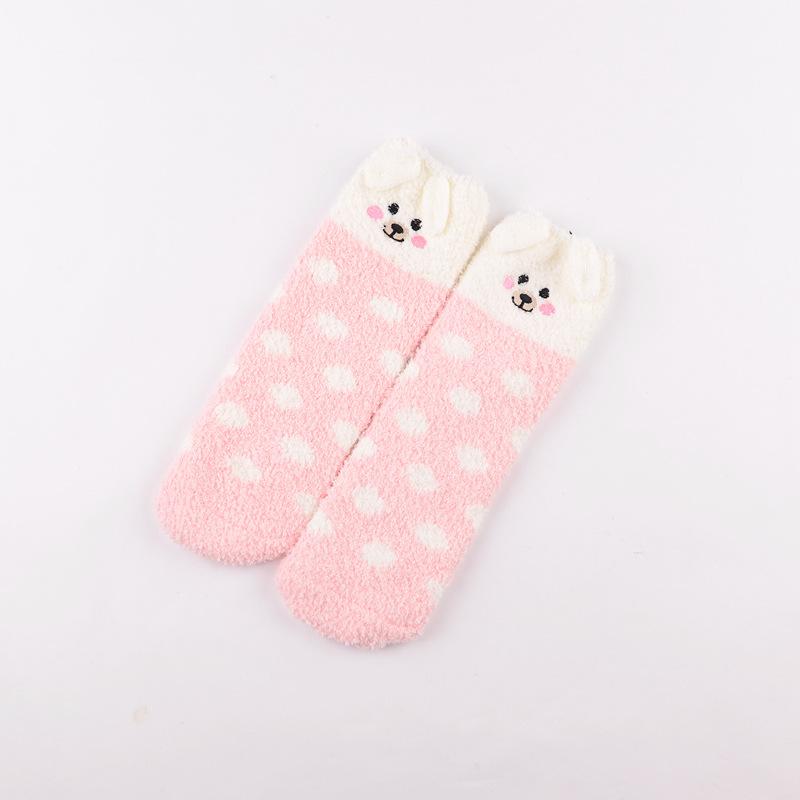 Winter Explosion Coral Fleece Women'S Socks Three-Dimensional Cartoon Terry Socks, Thickened Christmas Socks, Japanese Floor Socks