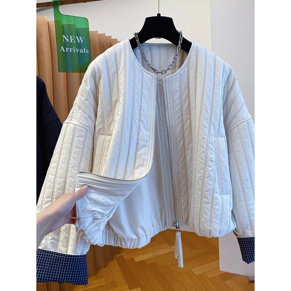 2025 Spring/Autumn Korean Chic Plus Size Quilted Loose Cotton Jacket for Women
