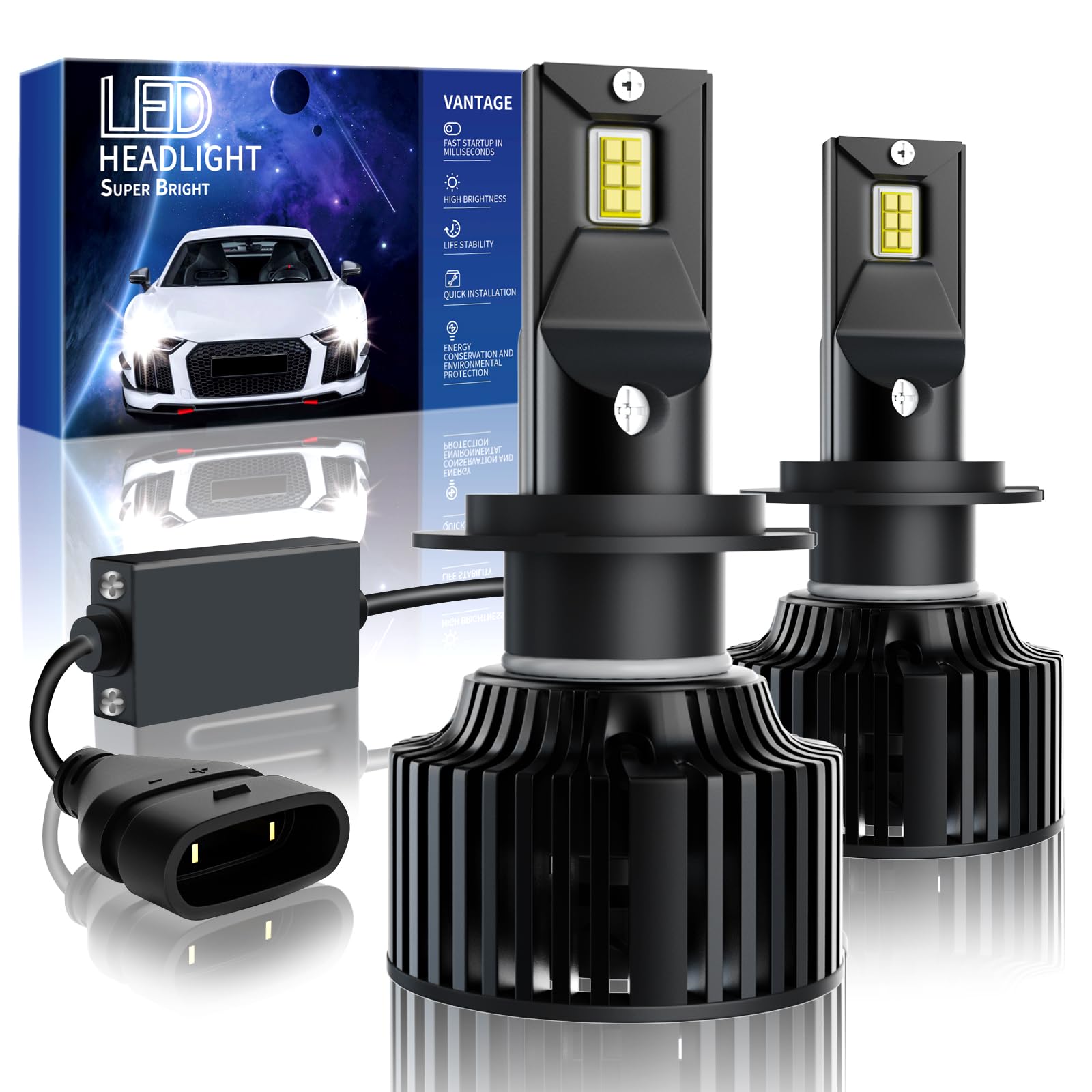 

Светодиодная лампа для фары IKERY H7, 19980 лм, Яркость больше люменов, Противотуманная лампа H7, Легкая H7